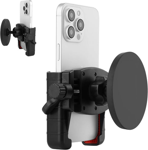 Gym Magnetic Phone Holder for Gym/Fridges/Motorcycle Tank/Motor Vehicle,3.46 inch Magnetic Base Aluminum Alloy Ball Joint,Adjustable Clip Compitab...
