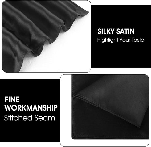 Selected 100% Real Mulberry Silk Pocket Square for Men 13.77×13.77" Black Handkerchief...