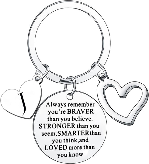 Inspirational Keychain Always Remember You Are Braver Than You Believe Jewellery Letter Keyring Gifts for Men Women...