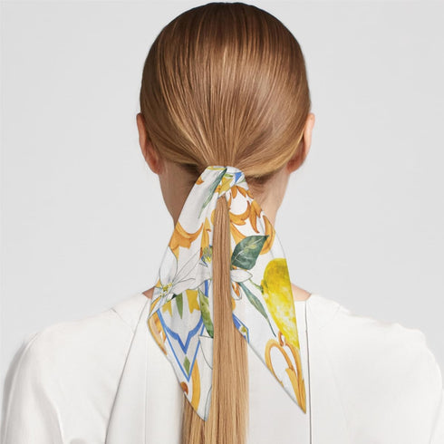 Lemon Flower Pattern Square Silk Scarf, Summer Head Scarf, Hair Scarf for Women Soft Smoothness for Travel Yoga Handkerchief Shawl Sunscreen Gift ...