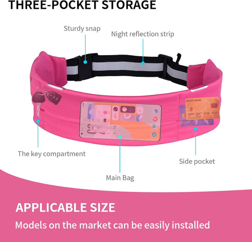 men's and women's running belt, suitable for hiking, exercise, cycling, fishing, reflective running waist pack, suitable for all mobile phones, wo...