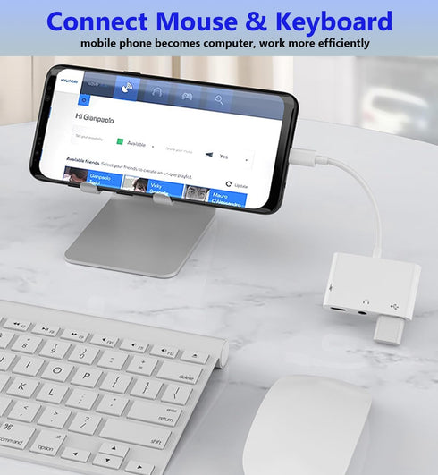 USB C to USB Adapter for MacBook, 3-in-1 USB C to USB-A OTG Splitter with 3.5mm Audio Jack and PD Fast Charging Port Compatible with iPhone 15, iP...