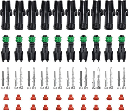 MUYI 10 Kit 1 Pin Way Waterproof Electrical Plugs 2.5mm Series Weatherpack Connector Automotive Sockets Replacement Terminal Pins with Spudger...