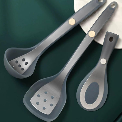 SiXi SS kitchen Silicone Soup Ladle,Heat Resistant,Non-stick Seamless Rubber Deep Serving Spoon for Soups, Stews, Dressings, and More -Clear 1pcs...