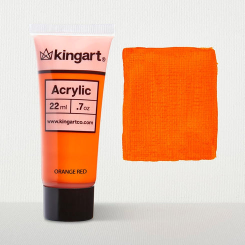 KINGART 500-110 PRO Artist Quality ORANGE RED Acrylic Paint, 22ml (0.74oz) Tubes, 3 Pack - Set (66ml Total), Orange Red...