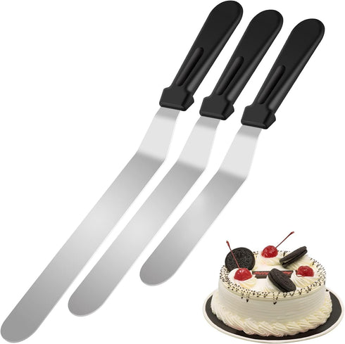 Cake Offset Spatula , SIMEEGO Icing Spatula Set with 6 8 10 Inch Stainless Steel Blades Cake Decorating Tools, Cake Spatula with PP Plastic Handle...