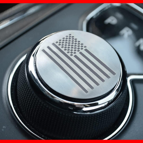 American Car Craft Dial Shifter Trim Plate Etched Flag, Brushed Stainless - Etched USA Flag Style...