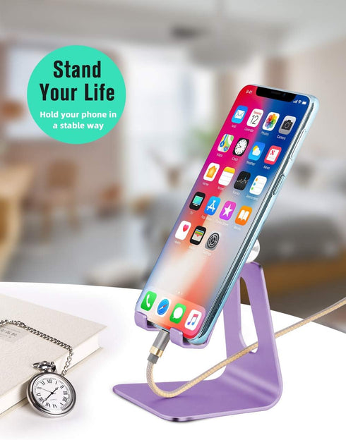 Adjustable Cell Phone Stand, Phone Holder,Tablet Stand Dock,Aluminum Desktop Compatible with iPhone 12 iPad,Samsung Galaxy,Google All Smart Phone/...