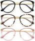 (3 Pack Blue Light Blocking Glasses Women and Man Computer Eyeglasses Metal Frame Glasses (Black, leopard, pink)...