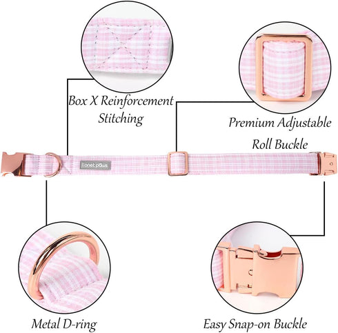 Lionet Paws Dog Collar, Pink Stripe Pattern Pet Collar Durable Cute Dog Collars Male or Female Pet Gift Adjustable Dog Collar for Medium Dogs...