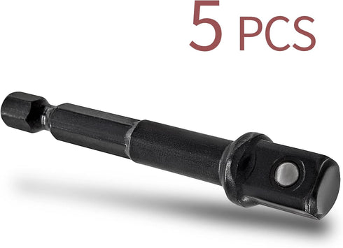 Square Socket Bit Adapter, 5 Pcs 3/8 Hex Impact Socket Extension Socket Driver Bits Set Impact Socket Adapter for Automotive DIY Drills(1/4 Hex Sh...