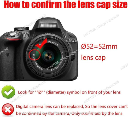 MOSTOS ; Brings Superior® - 52mm Lens Cap for Nikon Camera - Replacement Lens Cap for AF-S DX Nikkor 35 mm f/1.8G Prime Lens Nikon DX Nikkor 18-55...