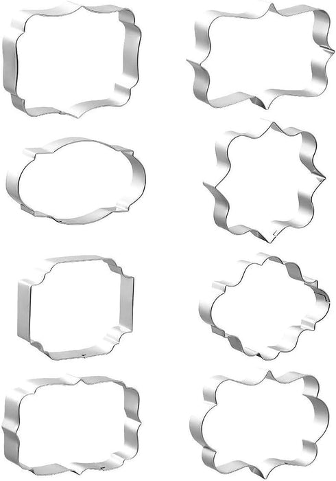 Fancy Plaque Cookie Cutters Set of 8 pcs, Stainless Steel Wedding Frames Shaped Fondant Cutter Molds Baking DIY...