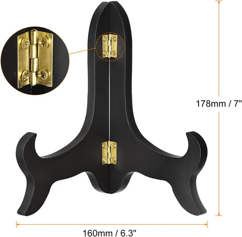 uxcell 7" Easel Plate Holder, Wooden Folding Display Stand Black for Decorative Picture Frame...