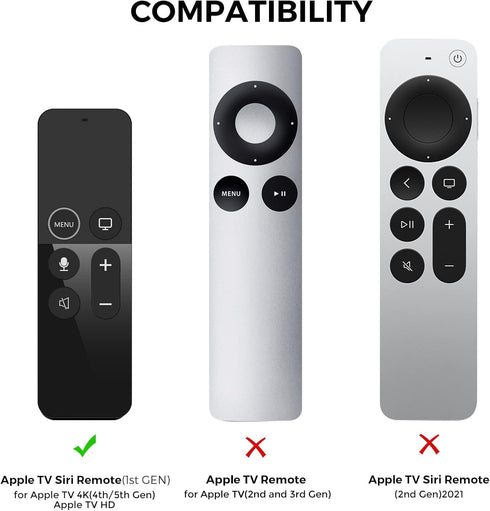 AhaStyle Protective Case for Apple TV Siri Remote with AirTag Holder, Anti Slip Silicone Cover Compatible with 2016 Apple TV HD and 4K (Black)...