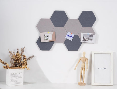 8 Pcs Hexagon Felt Bulletin Board Tiles, Self Adhesive Felt Pin Board Wall Tiles for Photos, Pictures, Memos(Gray Camel)...