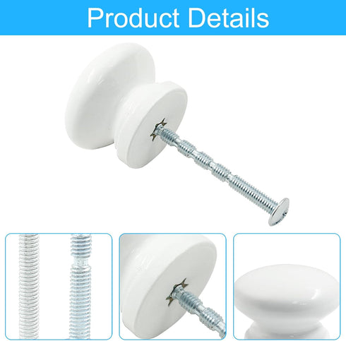 12 Packs Solid Wood Round Kitchen Cabinet Knobs, 1.34 Inch Diameter Wood Pulls, White Drawer Pulls, Dresser Drawer Handles Knobs...