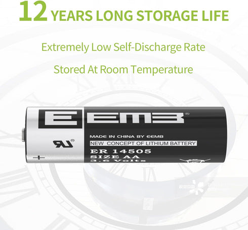 EEMB ER14505 Nonrechargeable 3.6V Lithium Battery Li-SOCL? AA Size 2600mAh High Capacity UL Certified Single-Use 3.6V Lithium Thionyl Chloride Bat...