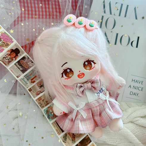 niannyyhouse 20cm Plush Doll Clothes Hairpin Shirt Skirt Jk Uniform Set 8in Soft Stuffed Plush Toy Dress Up Accessories (Pink)...