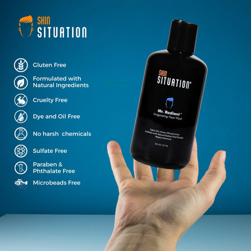 Mr. Radiant Daily Face Wash | Deep Cleans Exfoliates and Prevents Breakouts | Men's Hydrating and Moisturizing Skincare| Facial Cleanser Removes D...