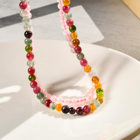 Beaded Necklace for Women,Natural Gemstone Necklace for Women,Colorful Bead Choker Necklace Handmade Surfer Beach Necklace Trendy Jewelry Gift for...