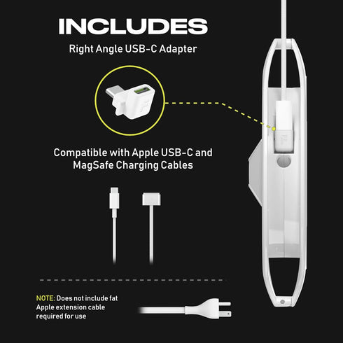 Fuse Reel Side Winder MacBook Charger Organizer Compatible with USB-C and MagSafe Apple Adapter - Travel Essential and Desk Cord Case and Cable Ma...