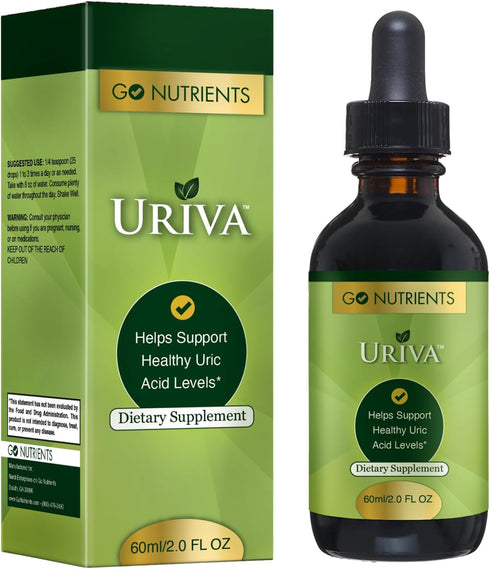 Go Nutrients Uriva - Advanced Uric Acid Flush Cleanse with Tart Cherry Extract Celery Seed, Turmeric & More - High Absorption Liquid Drops Supplem...