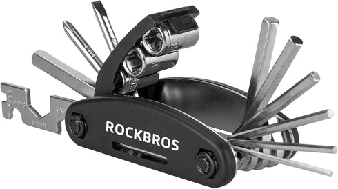 ROCKBROS Bike Repair Kits 16 In 1 Multi-Function Bike Tool Kits Portable Foldable Bike Multitool Cycling Tool Kit Bike Tool Allen Wrench Tire Leve...
