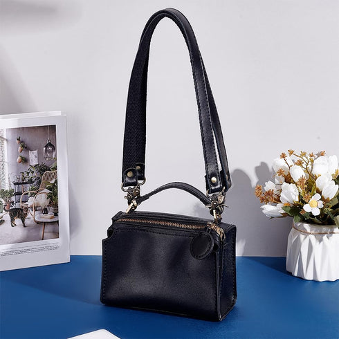 PH PandaHall 2pcs 22 Inch Black Leather Replacement Handles, 20mm Wide Purses Straps Handbags Shoulder Bag Strap with Antique Bronze Swivel Lobste...