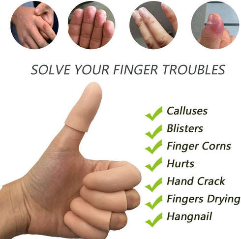 Gel Finger Protectors Finger Caps Silicone Fingertips Protection - Finger Cots Great for Trigger Finger, Finger Arthritis, Finger Cracking and Oth...