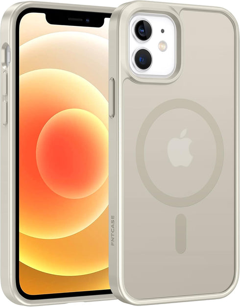 FNTCASE for iPhone 12 Phone Case: Magnetic Matte Textured Military Grade Drop Protection Translucent Cell Phone Cover - Slim Rugged Durable Shockp...