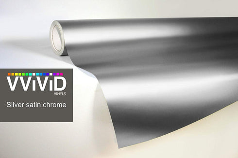 VViViD Silver Satin Chrome Car Wrap 1/2ft x 5ft Stretch Conform Cast Vinyl 3Mil-VViViD8...