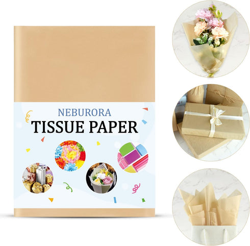 NEBURORA 120 Sheets Kraft Tissue Paper 14 x 20 Inches Brown Wrapping Tissue Paper Bulk Kraft Wrap Paper Sheets for Gift Bags Packaging Floral Fill...
