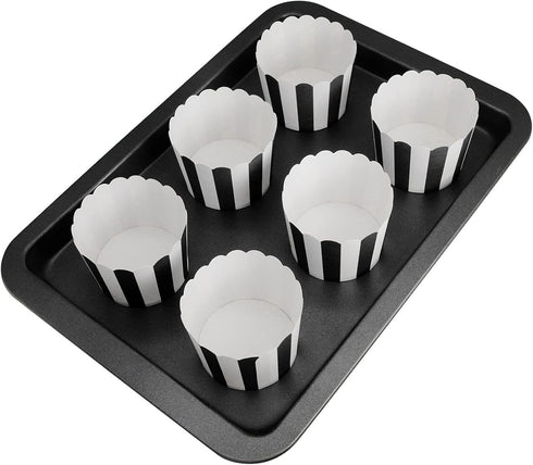 100 Pack Muffin Liners Baking Paper Cups Black and White Stripes Cupcake Liners Elegent Muffins Baking Cups Cupcake Wrappers for Birthday Parties,...