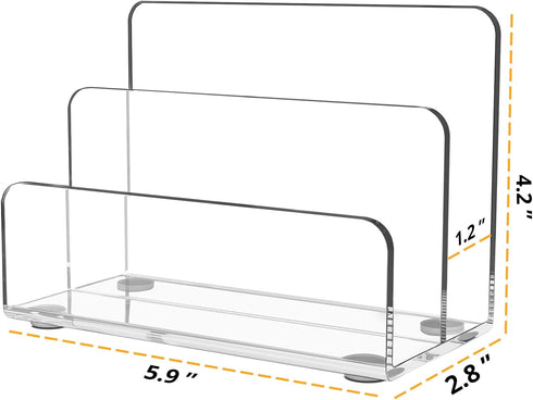 Desk Mail Organizer, 2 Section Clear Acrylic File Holder Letter Organizer, Vertical Lightweight Modern Envelope Holder Desk Accessories & Workspac...