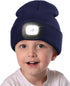 MELASA Unisex Kids LED Beanie, USB Rechargeable Hands Free Headlamp Hat, Night Flashlight Hat, Gifts for Kids Boys Black...