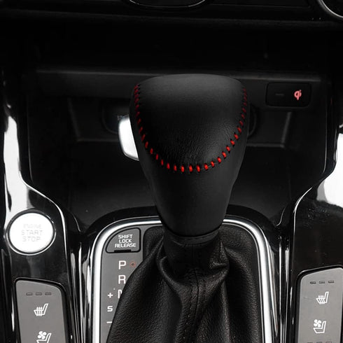DEYTOP Gear Shift Cover for Kia Soul 2023-2020 Gear Knob Trims for Kia Carnival 2022 2023 Accessories Auto Leather Gear Shifter Knob Protector (Bl...