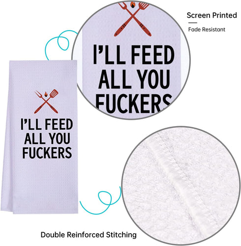 Funny Kitchen Towels for Men, Women, BBQ Grilling Cooking Dish Towels, Funny Birthday Gifts for Husband, Dad, Boyfriend, Friend, Hilarious Gag Gif...