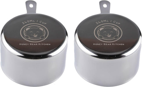 Honey Bear Kitchen 1 Cup 240 ml Measuring Scoop Cups, Polished Stainless Steel (Set of 2)...
