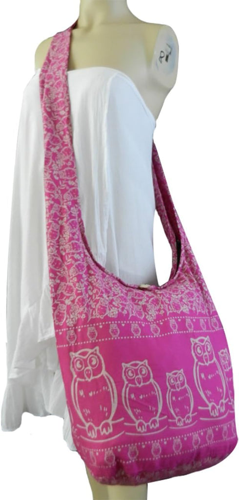 BTP! Owl Hippie Boho Sling Crossbody Bag Shoulder Messenger Purse Large...