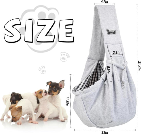 Dog and Cat Sling Carrier, Dog Carrier with Adjustable Opening Strap, Travel Bag for Small Dogs and Cats, Outdoor Travel Sling Carriers (Grey)...