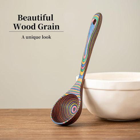 Gudamaye Pakkawood Rainbow Deep Soup Ladles,Pakkawood Ladle,10.6 inch Big Soup Ladle for Cooking,Deep Ladle Spoons,Wood Ladle, Wood Kitchen Utensi...