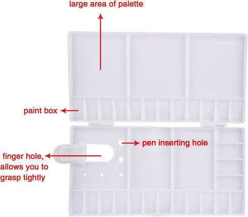 Shappy Watercolor Palette 33 Compartments Folding Paint Tray with 28 Wells and 5 Mixing Areas Plastic Painting Pallet with Thumbhole and Brush Hol...