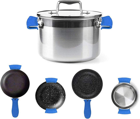 Silicone Hot Pan Handle Holder, 3Pcs Heat Resistant Non Slip Rubber Pot Handle Covers for Cast Iron Skillet Griddles Metal Frying Pans Kitchen Coo...