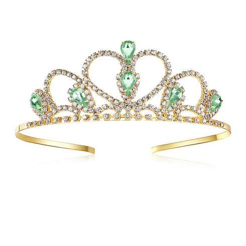 Lovelyshop Green Gems Rhinestone Gold Tiara for Little Kid Big Kid Prom Birthday Princess Crown...
