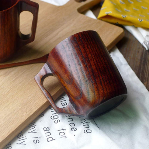 14 oz Wood Cup Coffee Mug for Men Mugs Gift Tankard Unique Small Wooden Man Cup Cool Drinking Portable Outdoor Viking Mug Fancy Cups Beer Mugs Ste...
