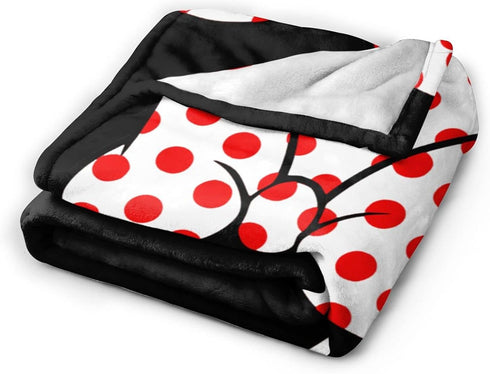 Cute Bow and Polka Dot Blanket Air Conditioner Blanket Lightweight Nap Flannel Blanket Soft for Sofa Bed Living Room Suitable for All Seasons 50"x...