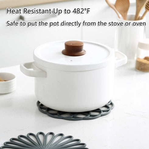 Set of 3 Silicone Trivet Mat - Hot Pot Holder Hot Pads for Table & Countertop - Trivet for Hot Dishes - Non-Slip & Heat Resistant Modern Kitchen H...