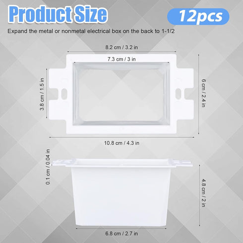 12pcs BE1-12(1 Gang) Electrical Outlet Box Extender, Single Gang Box Extender with 24pcs Screws Power Switch Heavy Duty Outlet Extension Box Acces...