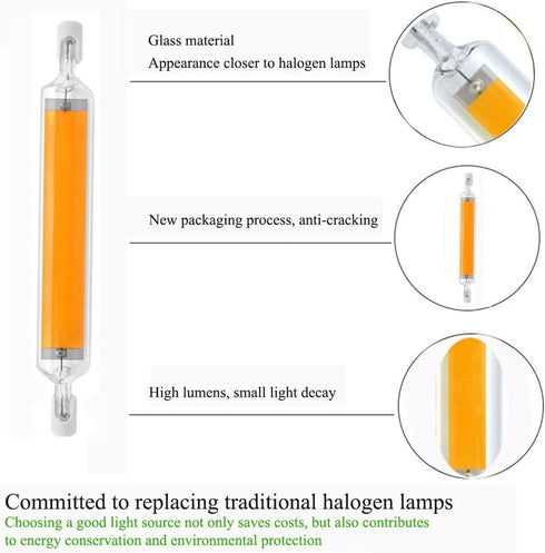 118mm 20W R7S LED Bulb (4 Pack) 200W Halogen Equivalent 118mm J-Type High Brightness 20W 120V R7S Base 3000K Warm White J Type T3 118mm Double End...